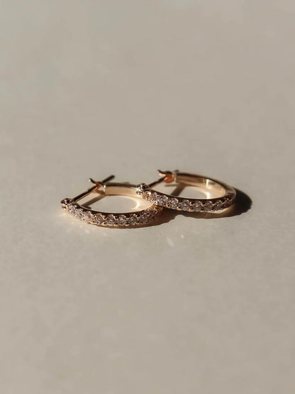 Pave diamond hoop earrings