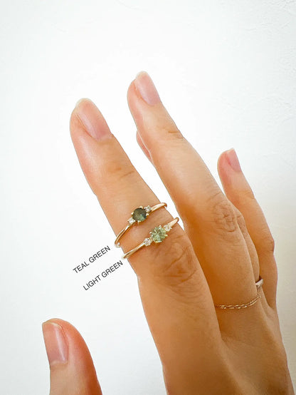 Light Green Sapphire Diamond Ring