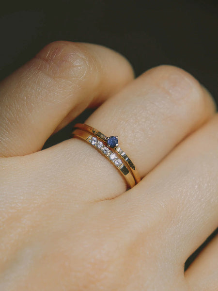 Small sapphire and hot sale diamond ring